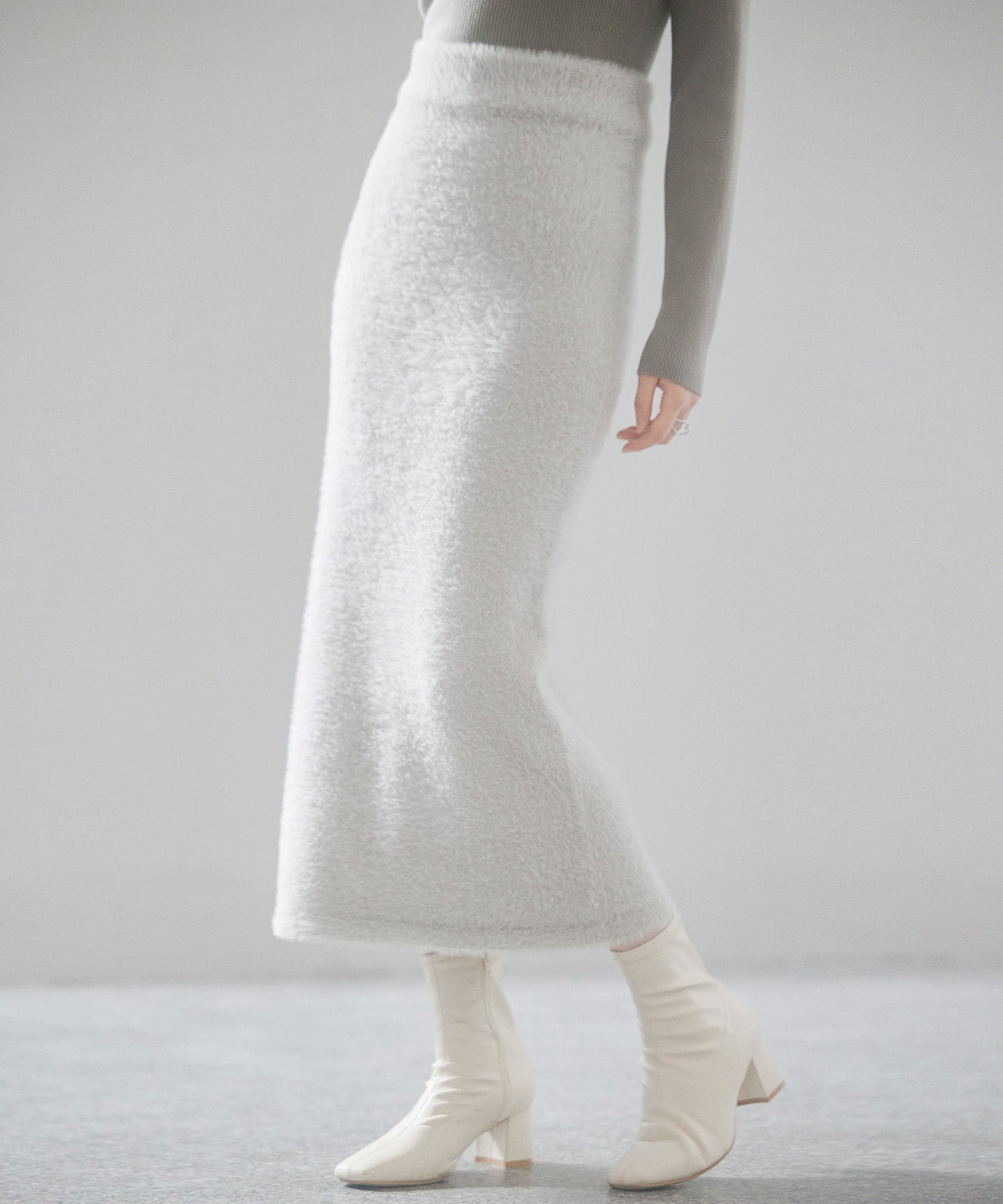 ふわふわシャギー素材タイトニットスカートsdp8033 グレー
