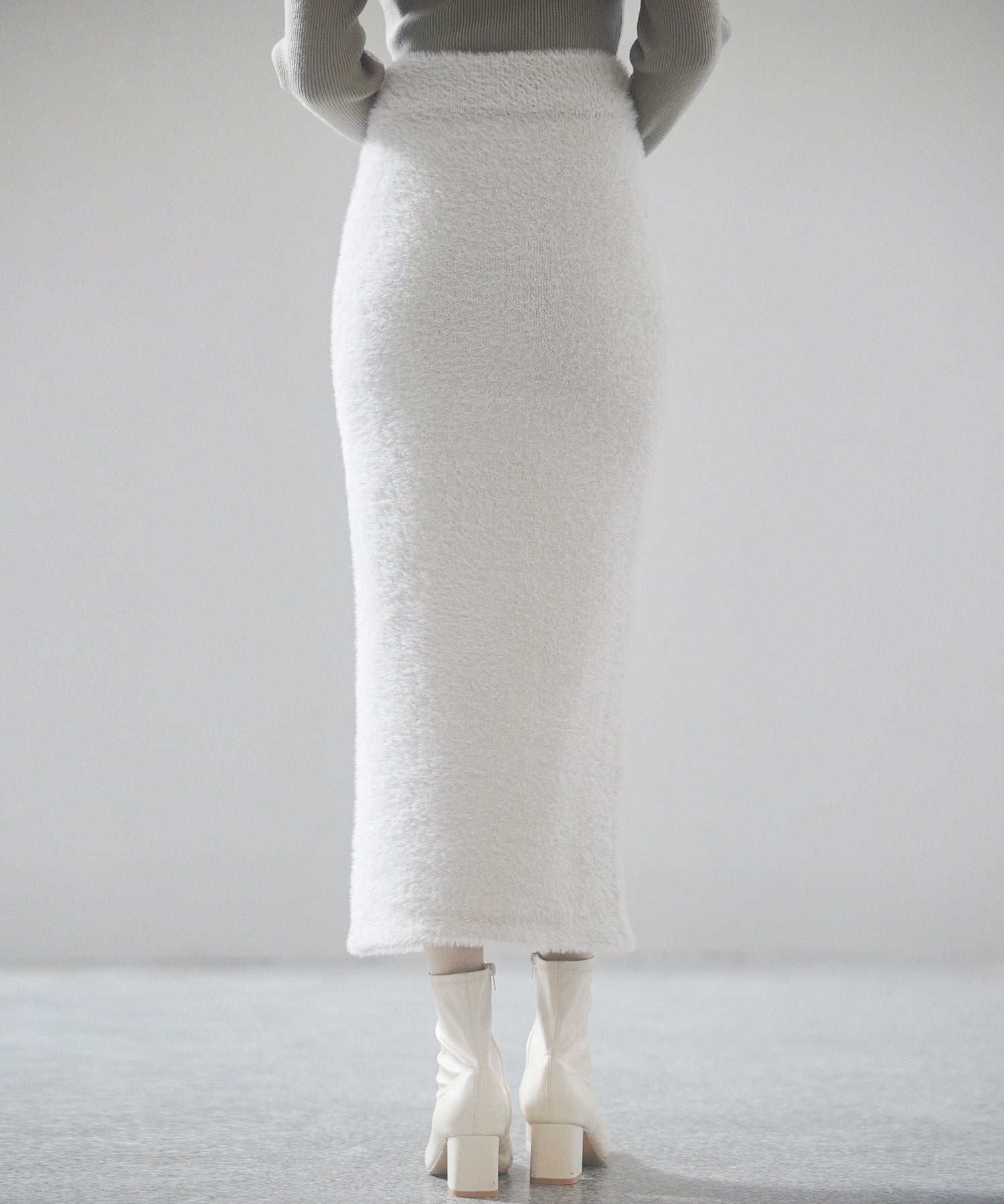 ふわふわシャギー素材タイトニットスカートsdp8033 グレー