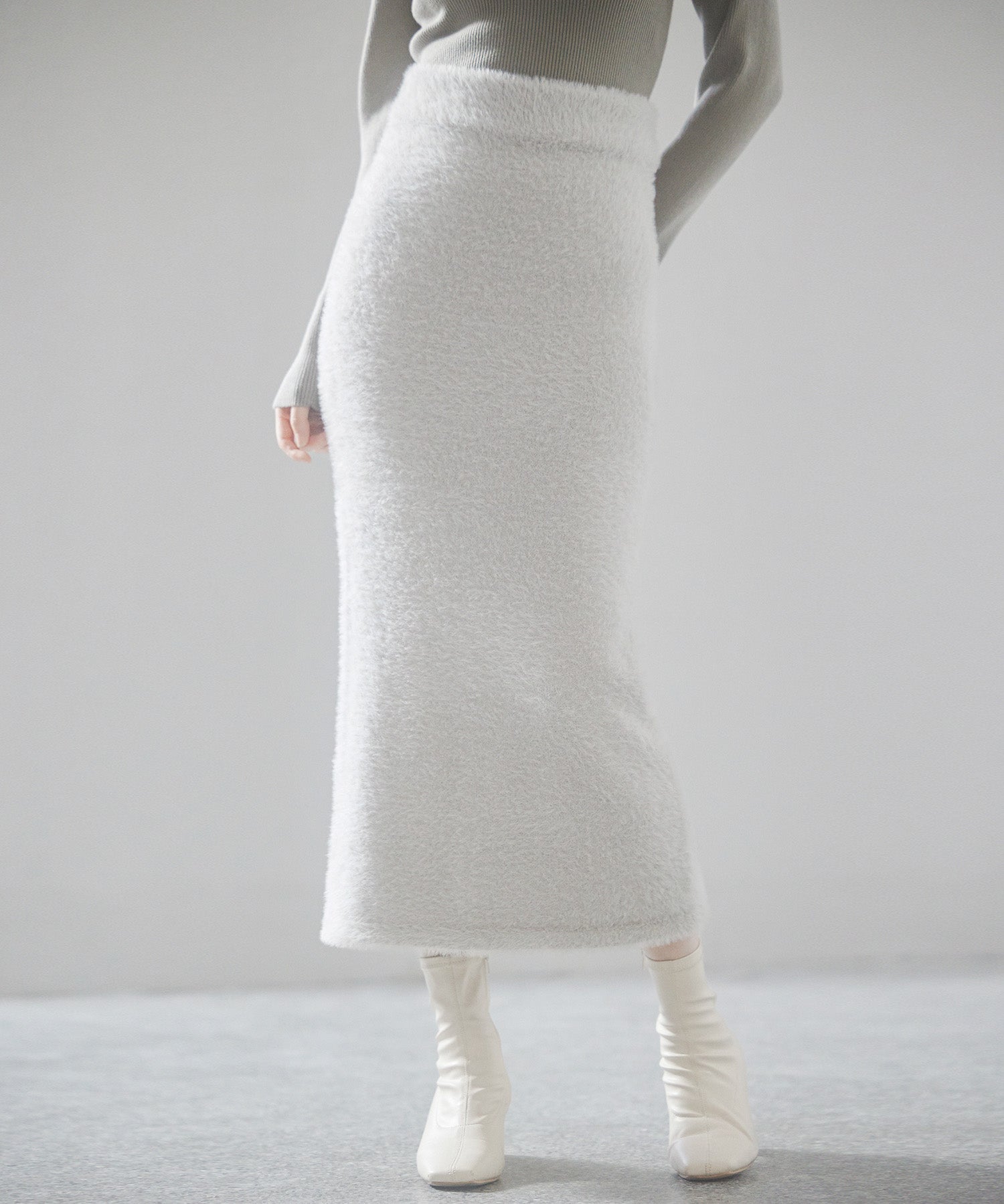 ふわふわシャギー素材タイトニットスカートsdp8033 グレー