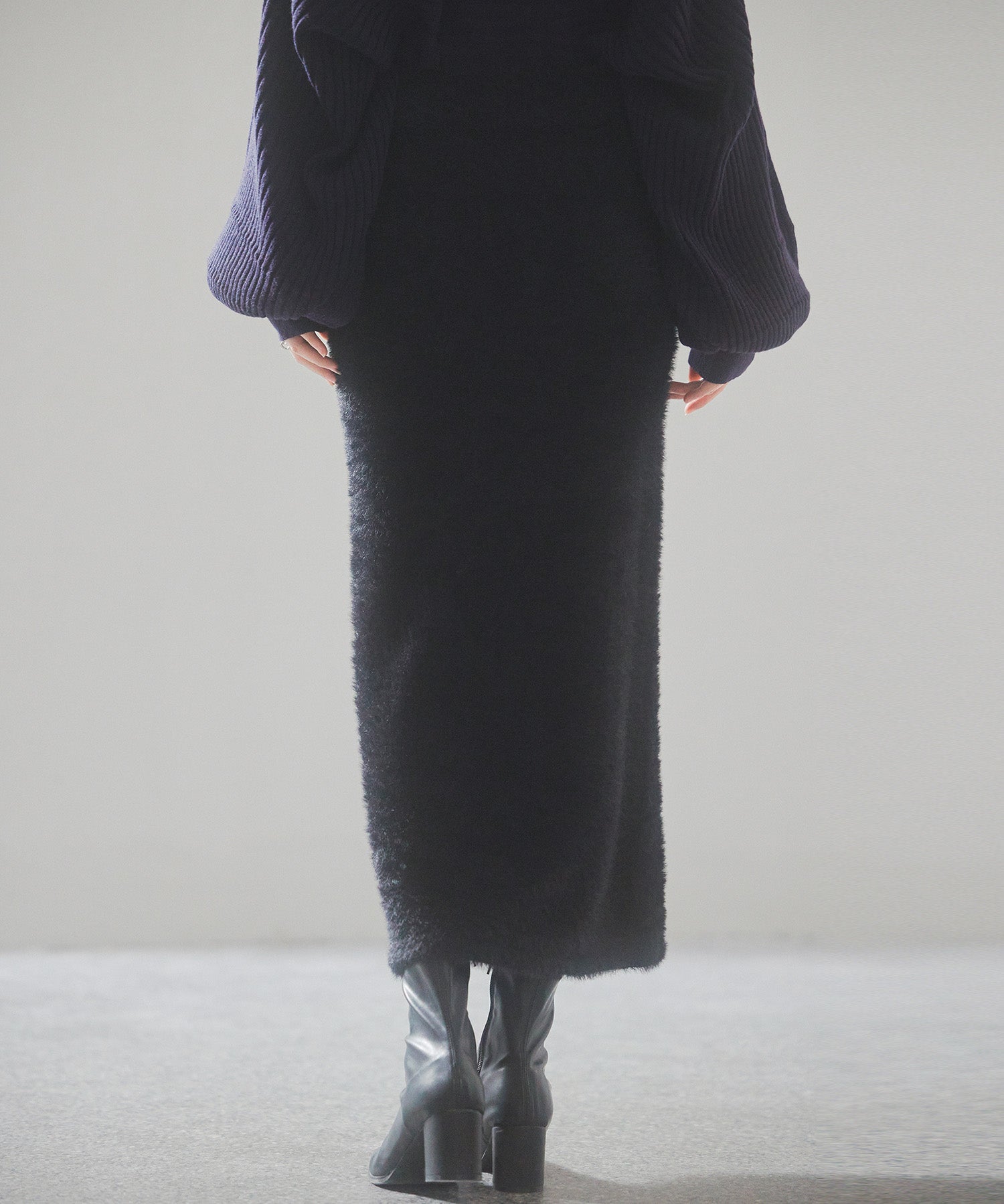 ふわふわシャギー素材タイトニットスカートsdp8033 ブラック