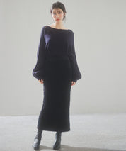 ふわふわシャギー素材タイトニットスカートsdp8033 ブラック