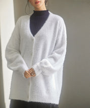 Vネックドロップショルダーシャギーカーディガンsdp8034-103-1
