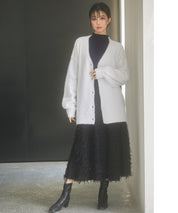 Vネックドロップショルダーシャギーカーディガンsdp8034 ホワイト