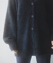 Vネックドロップショルダーシャギーカーディガンsdp8034 ブラック