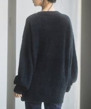 Vネックドロップショルダーシャギーカーディガンsdp8034 ブラック