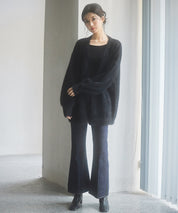 Vネックドロップショルダーシャギーカーディガンsdp8034 ブラック