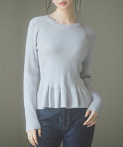 ぺプラム裾クルネックニットプルオーバーsdp8036-103-18