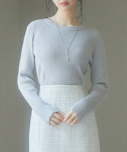 ぺプラム裾クルネックニットプルオーバーsdp8036 グレー