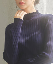 太めリブ編みプチハイネックニットプルオーバーsdp8037 ネイビー