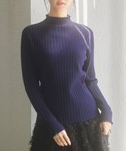 太めリブ編みプチハイネックニットプルオーバーsdp8037 ネイビー
