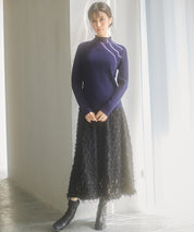 太めリブ編みプチハイネックニットプルオーバーsdp8037 ネイビー