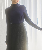 太めリブ編みプチハイネックニットプルオーバーsdp8037 ネイビー