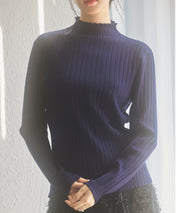 太めリブ編みプチハイネックニットプルオーバーsdp8037 ネイビー