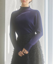 太めリブ編みプチハイネックニットプルオーバーsdp8037 ネイビー