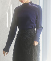 太めリブ編みプチハイネックニットプルオーバーsdp8037 ネイビー