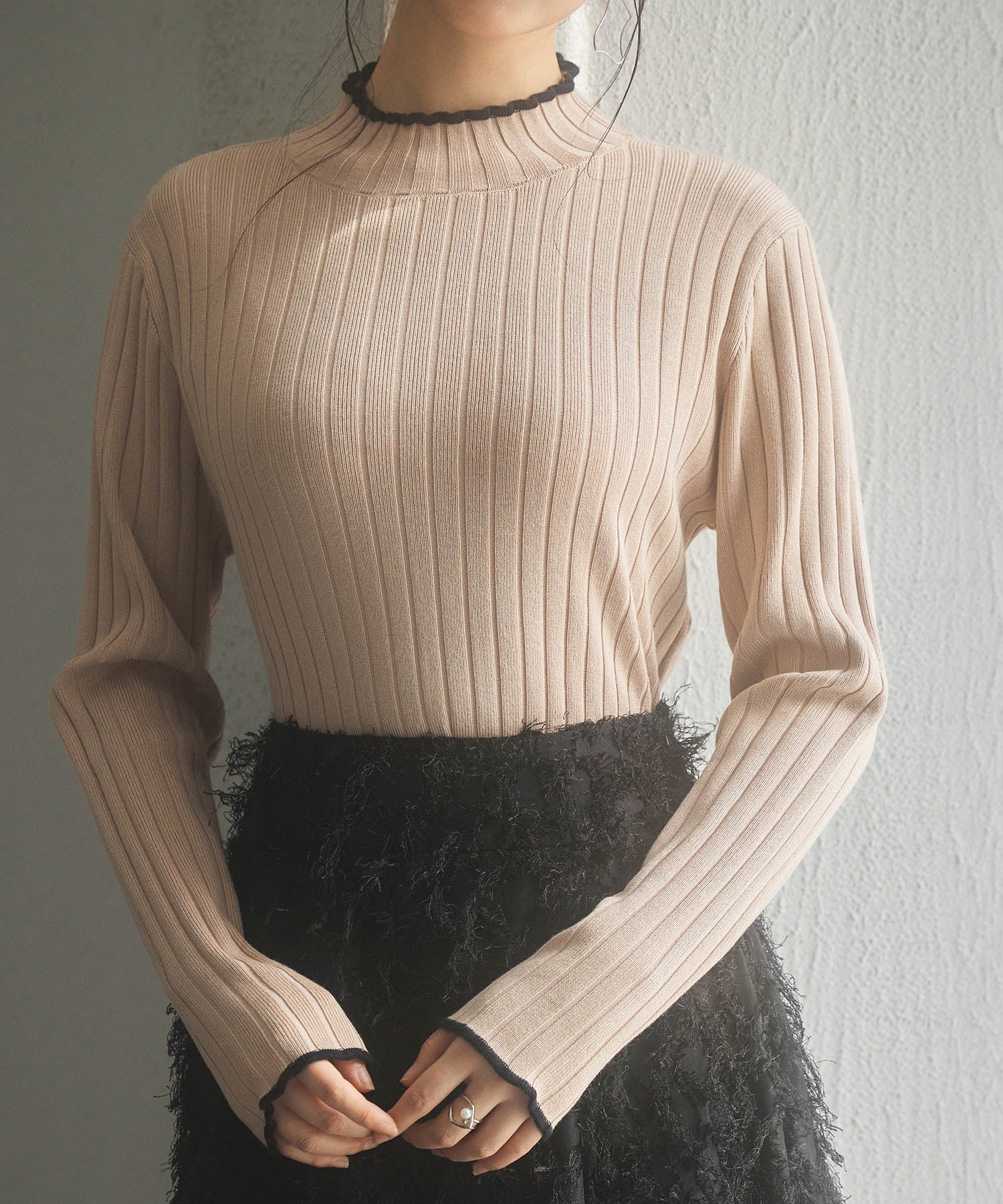 太めリブ編みプチハイネックニットプルオーバーsdp8037-103-174