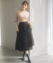 太めリブ編みプチハイネックニットプルオーバーsdp8037 ピンクベージュ