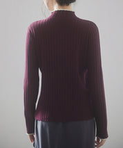 太めリブ編みプチハイネックニットプルオーバーsdp8037 ワイン