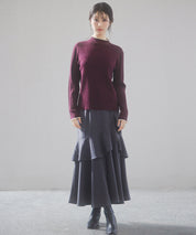 太めリブ編みプチハイネックニットプルオーバーsdp8037 ワイン