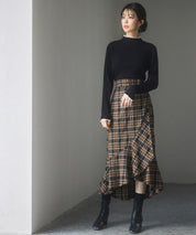 太めリブ編みプチハイネックニットプルオーバーsdp8037 ブラック