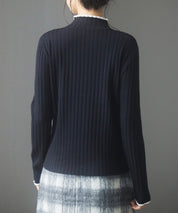 太めリブ編みプチハイネックニットプルオーバーsdp8037 ブラック