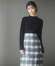 太めリブ編みプチハイネックニットプルオーバーsdp8037 ブラック