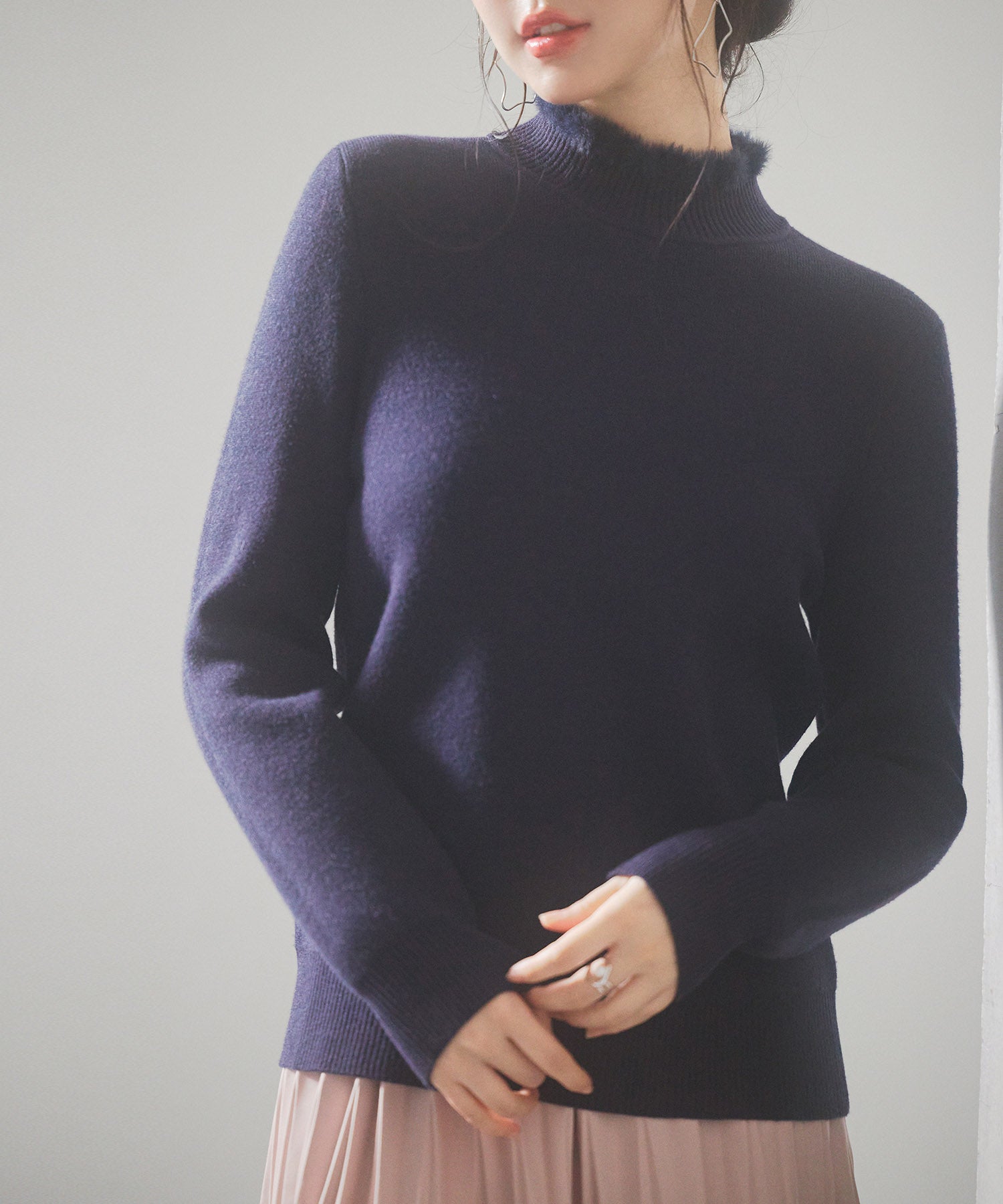 裏起毛ハイネックニットプルオーバーsdp8040 ネイビー – [公式]SAISON