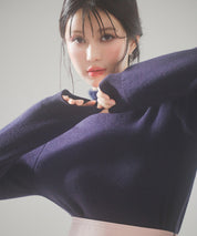 裏起毛ハイネックニットプルオーバーsdp8040 ネイビー