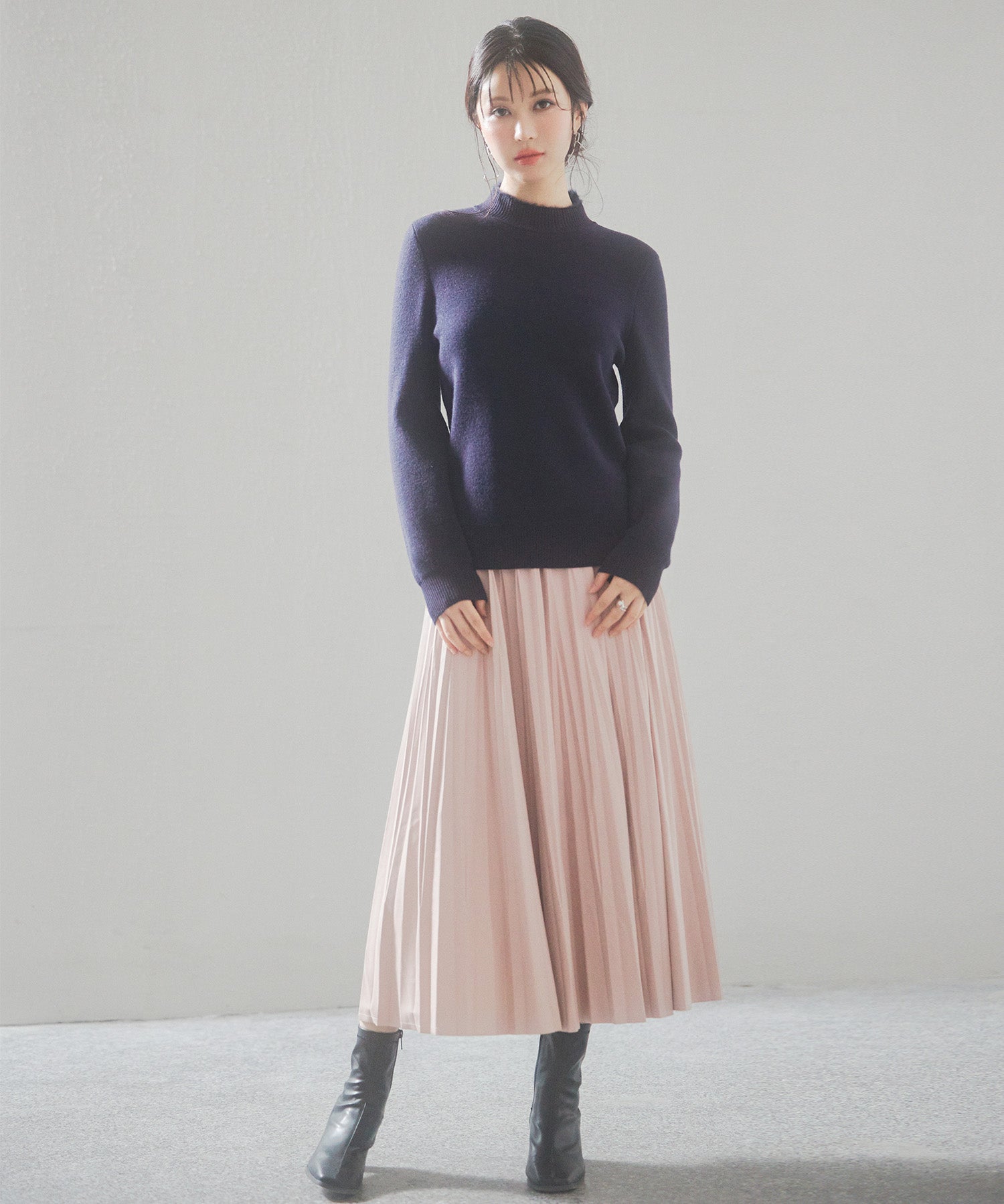 裏起毛ハイネックニットプルオーバーsdp8040 ネイビー