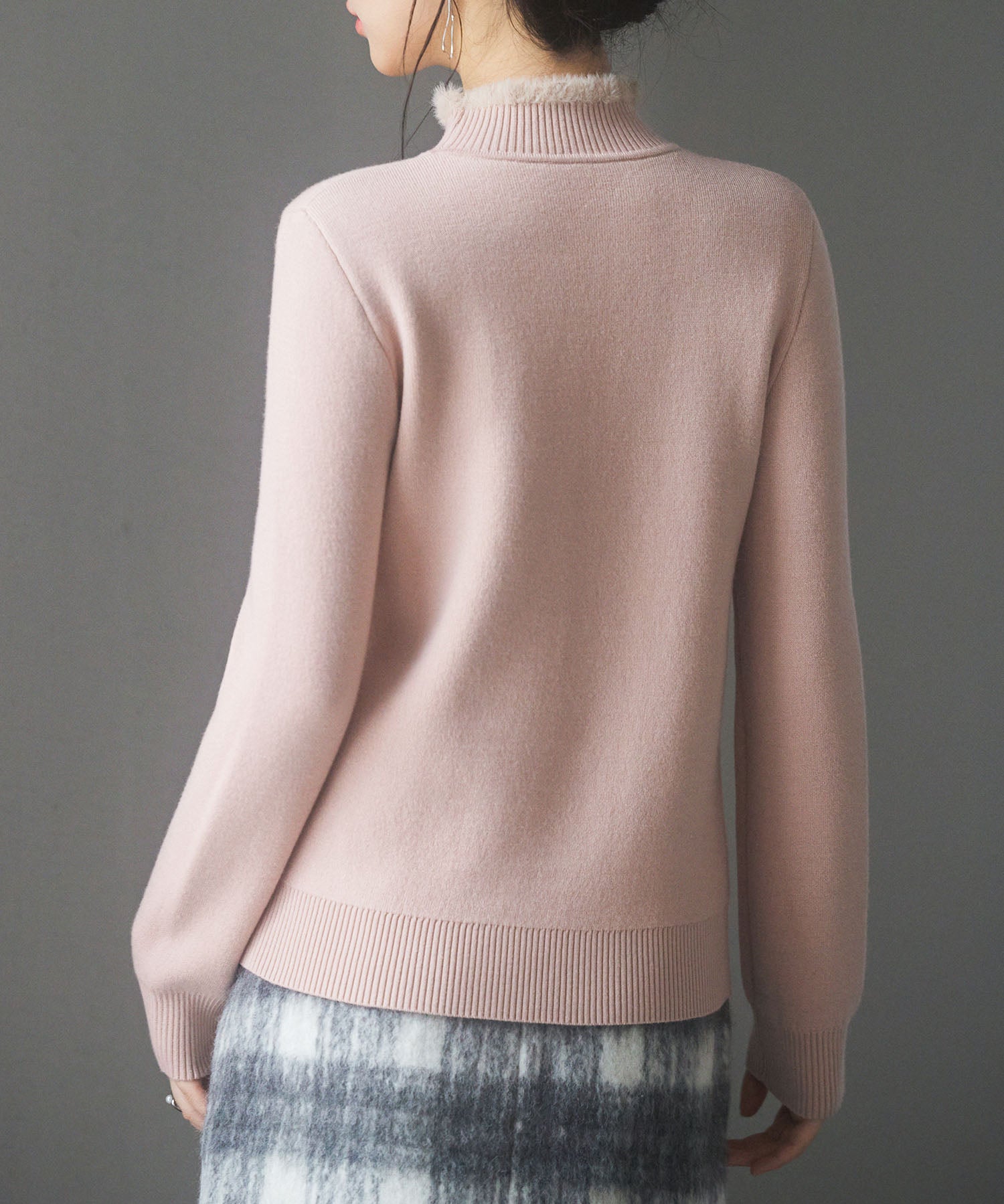 裏起毛ハイネックニットプルオーバーsdp8040 ピンク