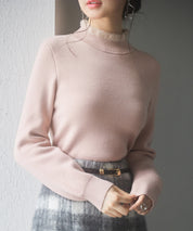 裏起毛ハイネックニットプルオーバーsdp8040 ピンク