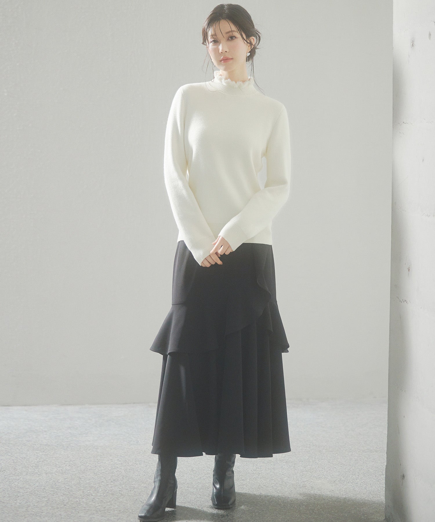 裏起毛ハイネックニットプルオーバーsdp8040 アイボリー