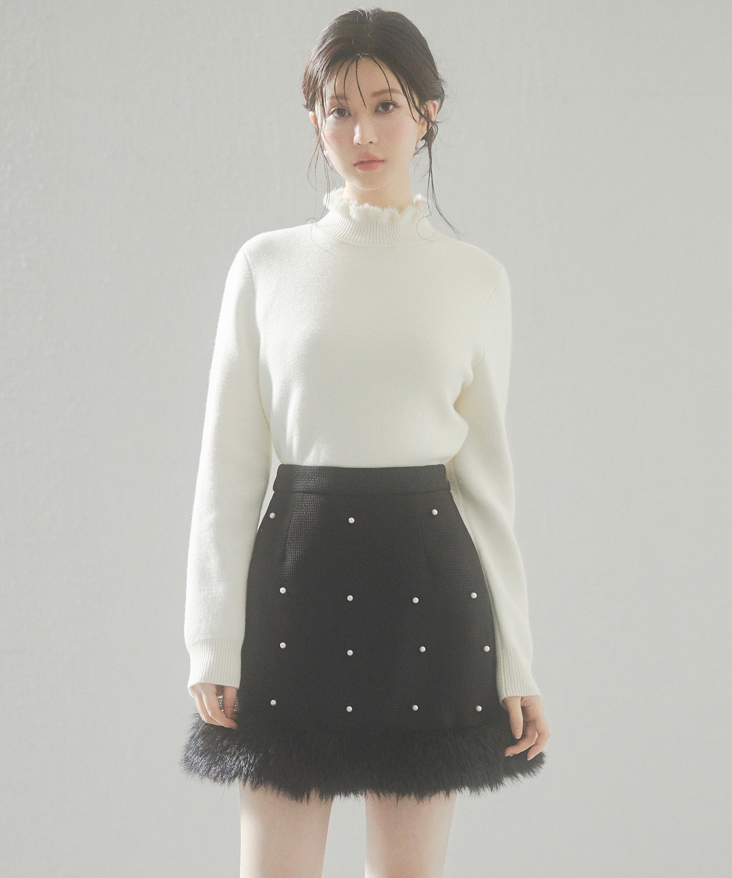 裏起毛ハイネックニットプルオーバーsdp8040 アイボリー