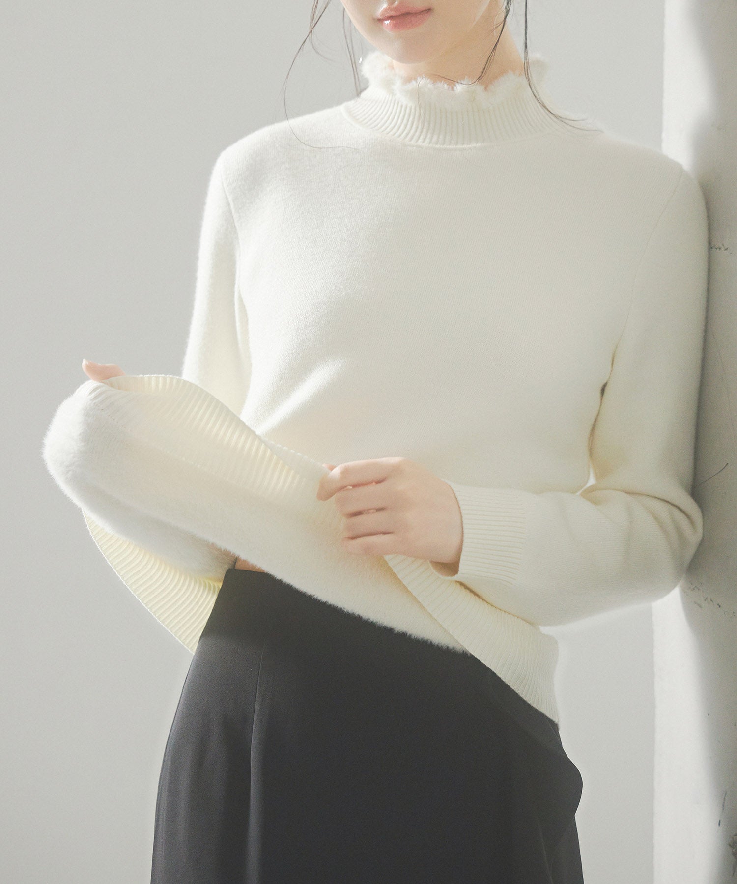 裏起毛ハイネックニットプルオーバーsdp8040 アイボリー