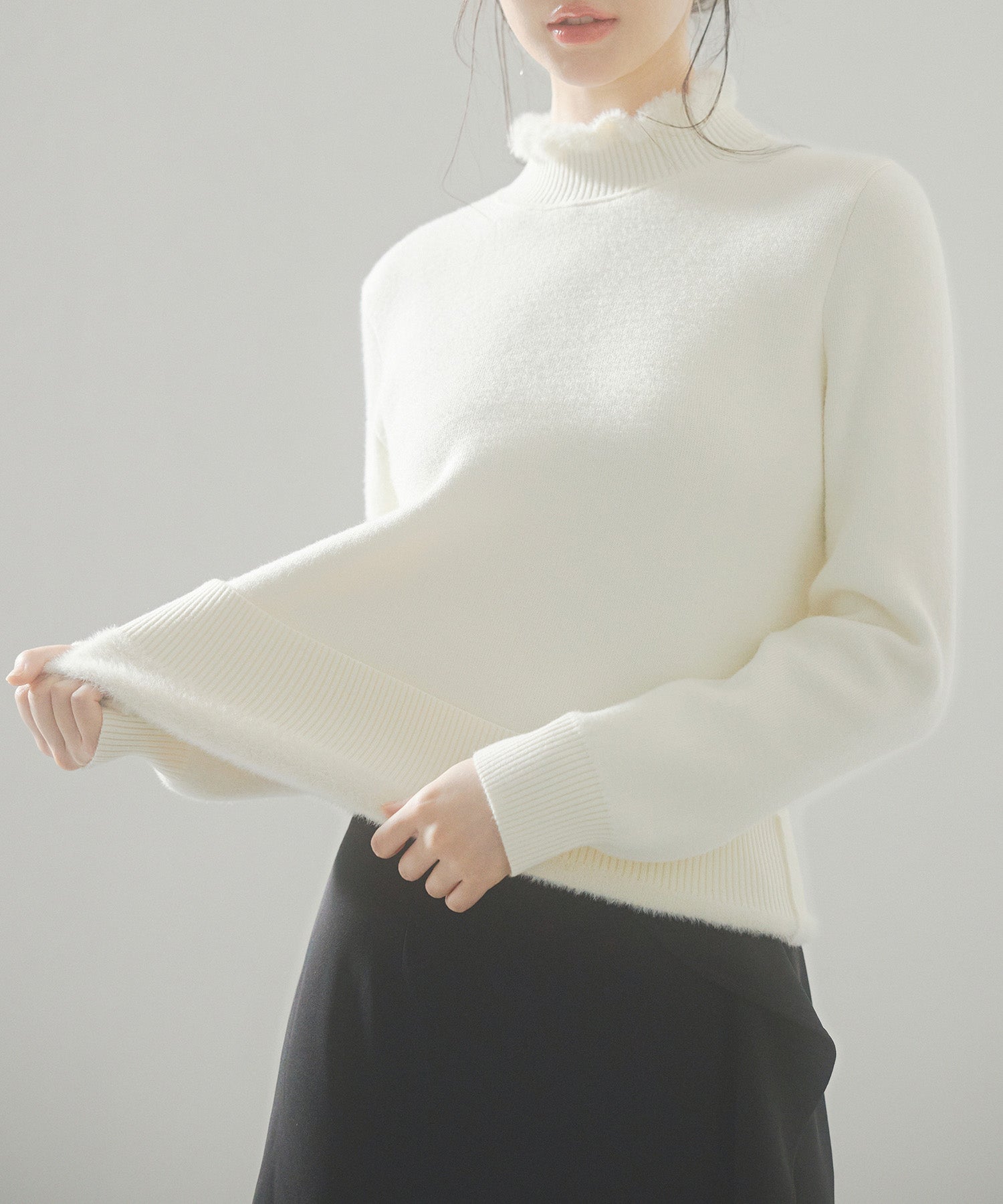 裏起毛ハイネックニットプルオーバーsdp8040 アイボリー