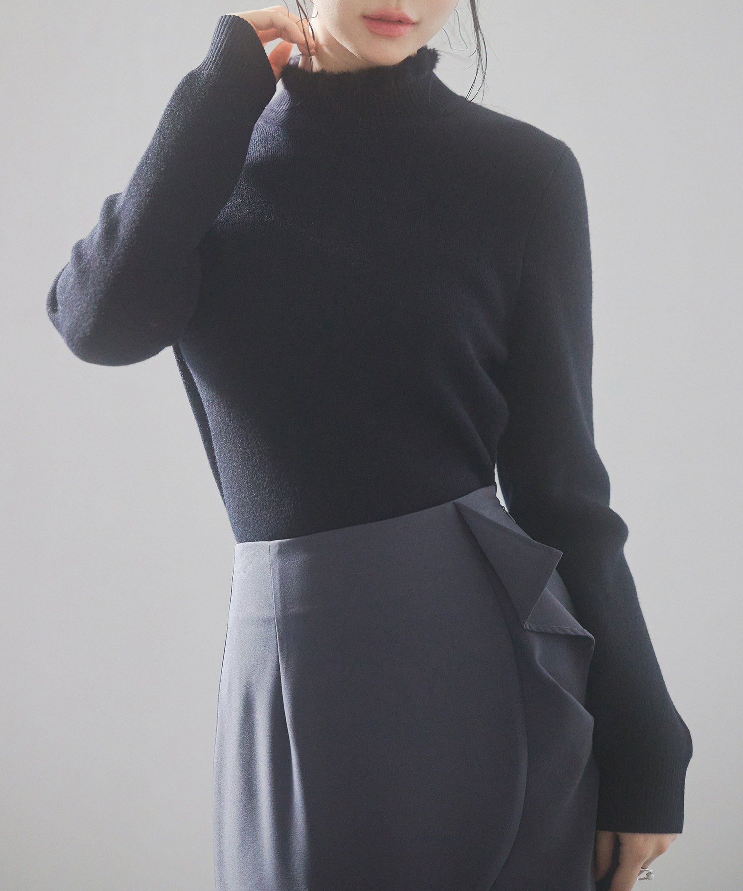 裏起毛ハイネックニットプルオーバーsdp8040 ブラック