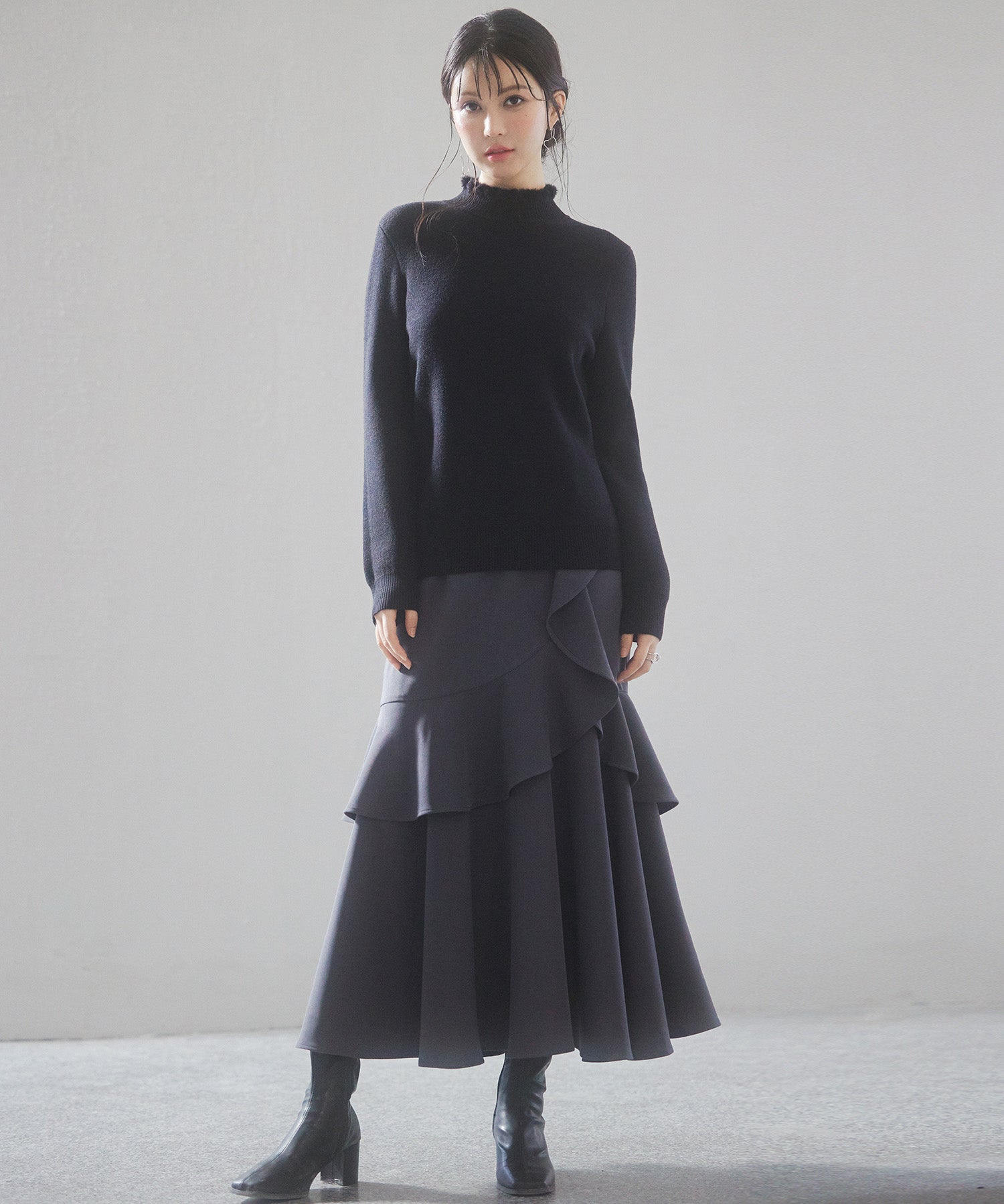 裏起毛ハイネックニットプルオーバーsdp8040 ブラック