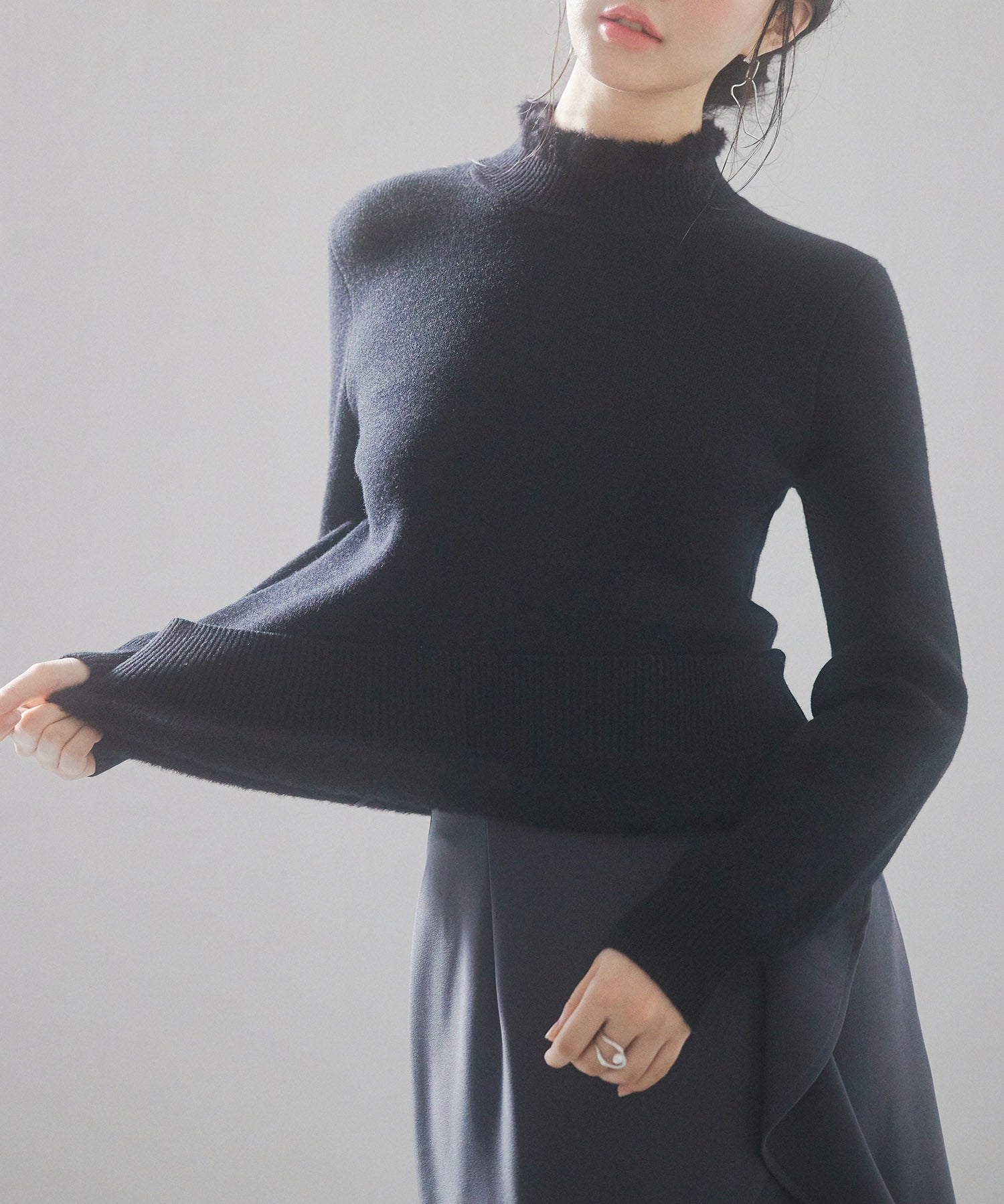 裏起毛ハイネックニットプルオーバーsdp8040 ブラック