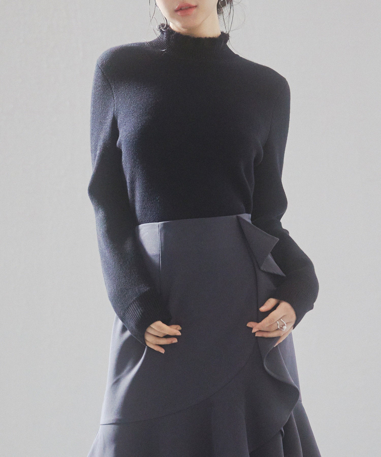 裏起毛ハイネックニットプルオーバーsdp8040 ブラック