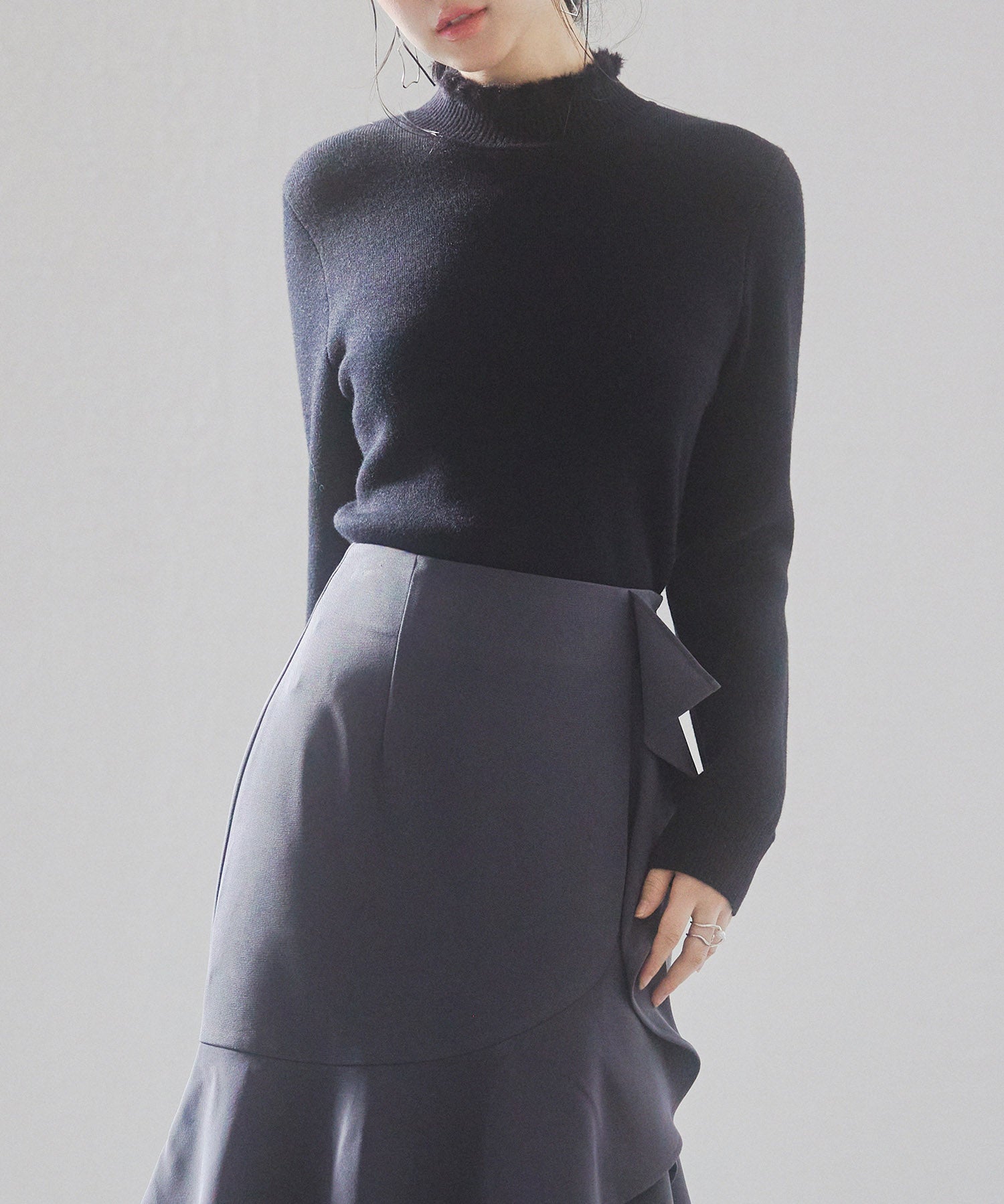 裏起毛ハイネックニットプルオーバーsdp8040 ブラック