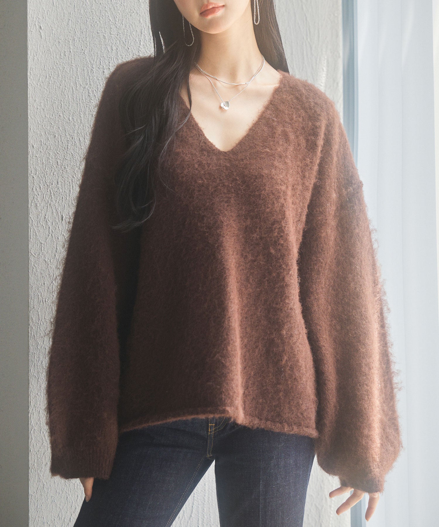 深めVネックドロップショルダーニットプルオーバーsdp8042-103-10