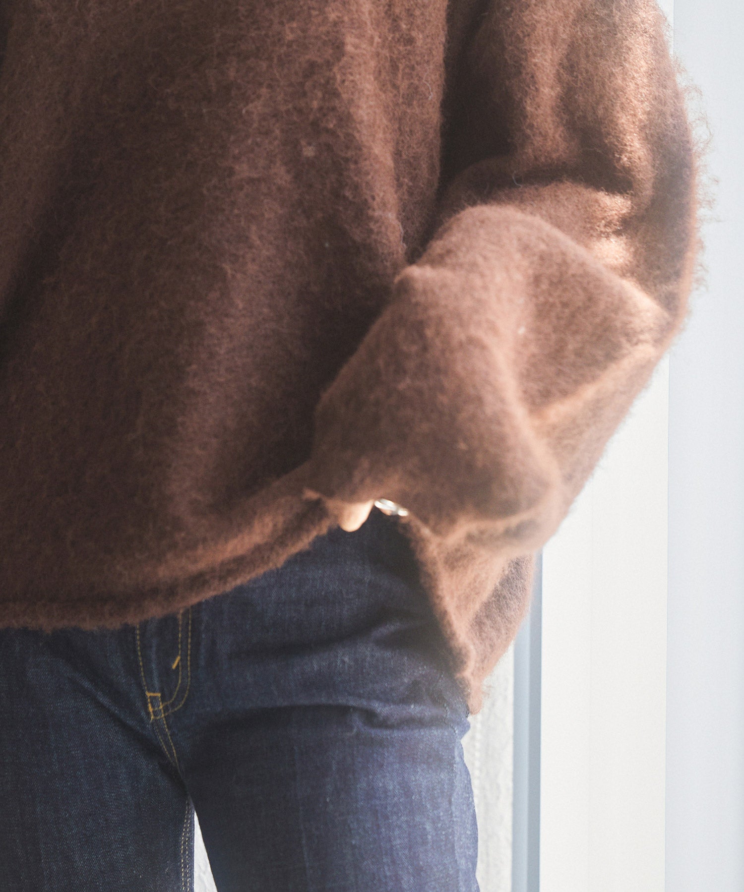 深めVネックドロップショルダーニットプルオーバーsdp8042 ダークブラウン