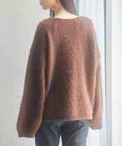 深めVネックドロップショルダーニットプルオーバーsdp8042 ダークブラウン