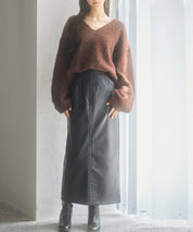 深めVネックドロップショルダーニットプルオーバーsdp8042 ダークブラウン