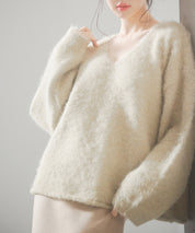 深めVネックドロップショルダーニットプルオーバーsdp8042-103-14