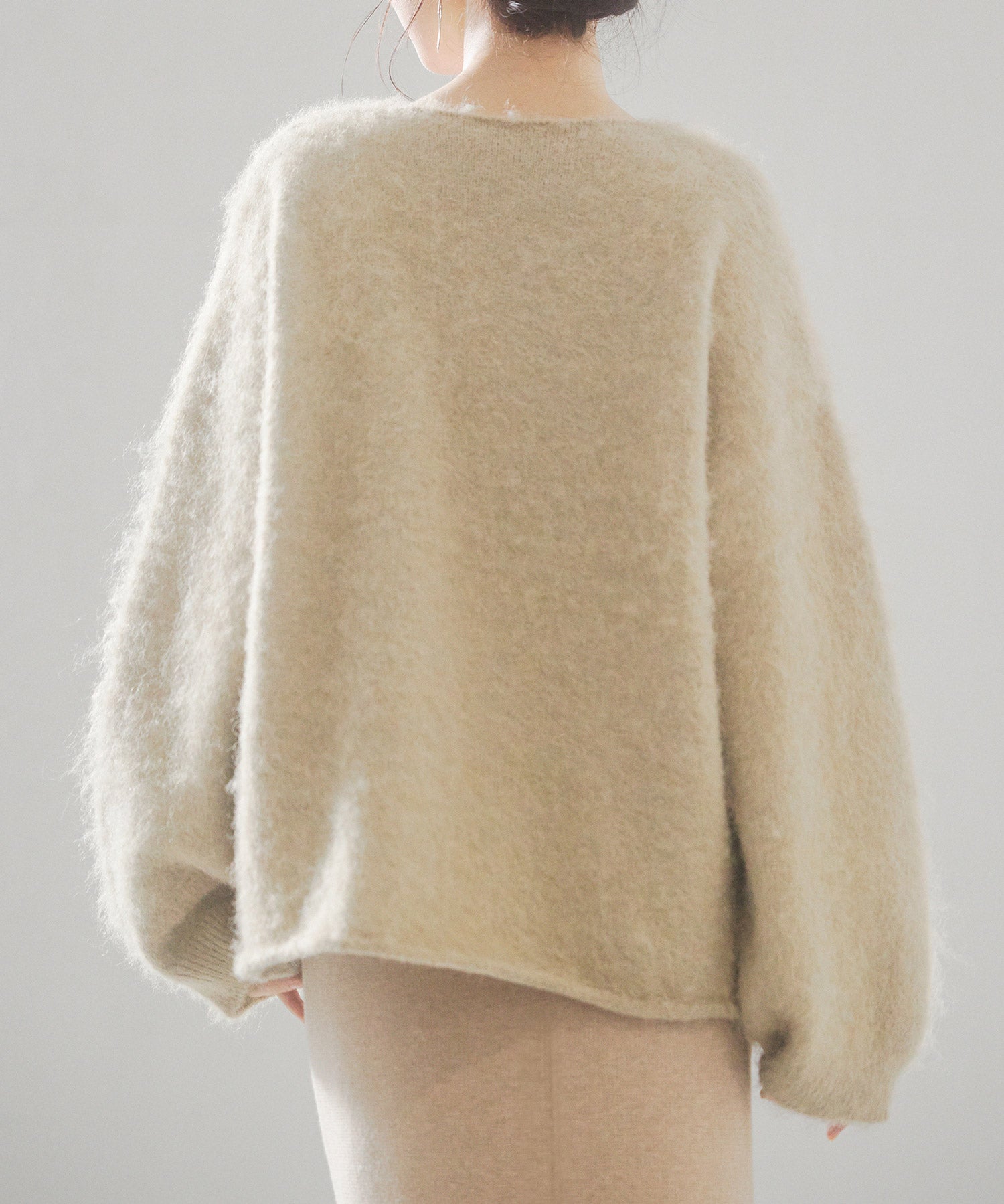 深めVネックドロップショルダーニットプルオーバーsdp8042 ベージュ