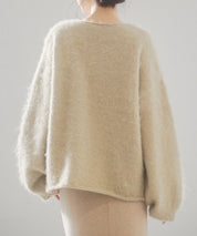 深めVネックドロップショルダーニットプルオーバーsdp8042 ベージュ