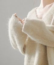 深めVネックドロップショルダーニットプルオーバーsdp8042 ベージュ