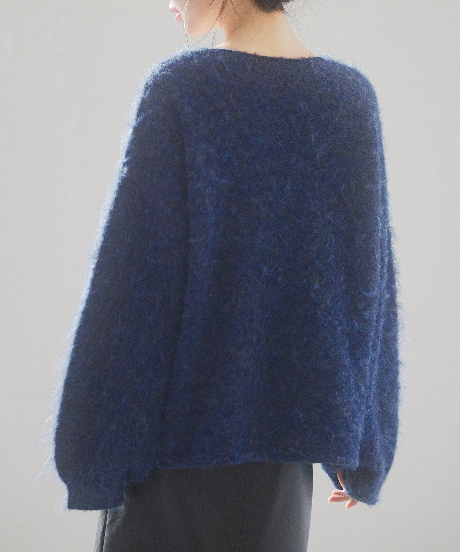 深めVネックドロップショルダーニットプルオーバーsdp8042 ネイビー