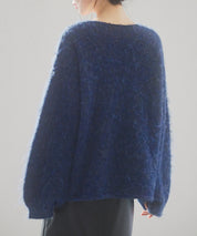 深めVネックドロップショルダーニットプルオーバーsdp8042 ネイビー